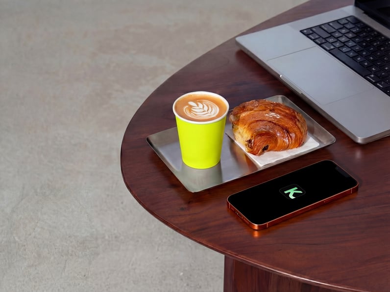 smartphone coffee laptop on a table